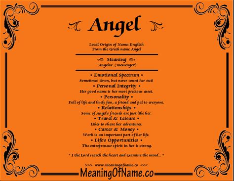 Names meaning angel - Juana: The Spanish version of Joanna, this name means “God’s gift”. María del Carmen: A devotional compound name, meaning “Mary of God’s vineyard”. ... Angelina: Meaning “angel”, this could be the ideal name for your little cherub. Araceli: A unique sounding name, it means “altar of the sky”.
